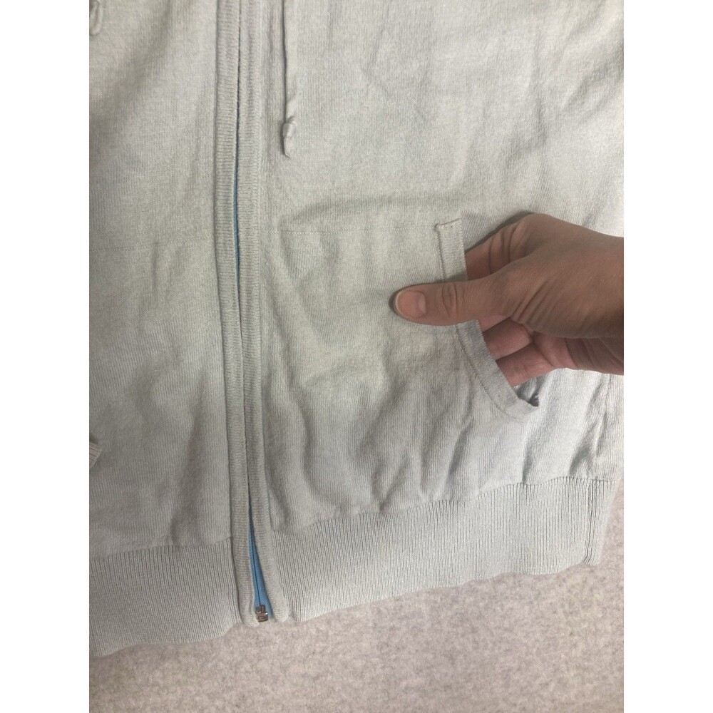 Stio W Sz M Full Zip Sweater Knit Hoodie Cotton Wool Blend Teal Light Blue - Picture 4 of 13